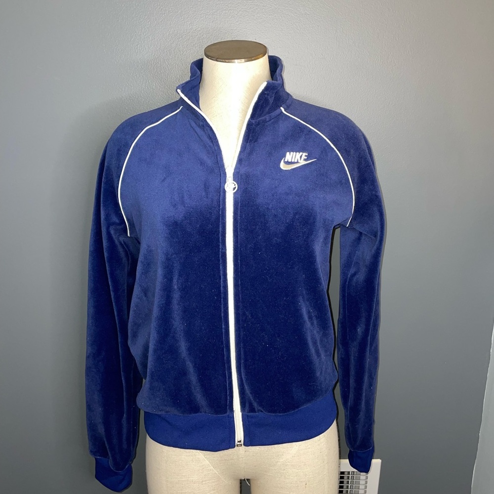 Deep blue velour Nike zip up!💙